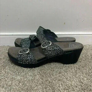 Dansko Black and Gray Sandals